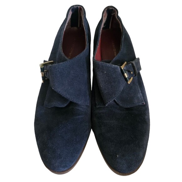 TOMMY HILFIGER Shoes‎ blue Suede Bettina Buckle Loafers Heels Leather 8.5 - Picture 3 of 5